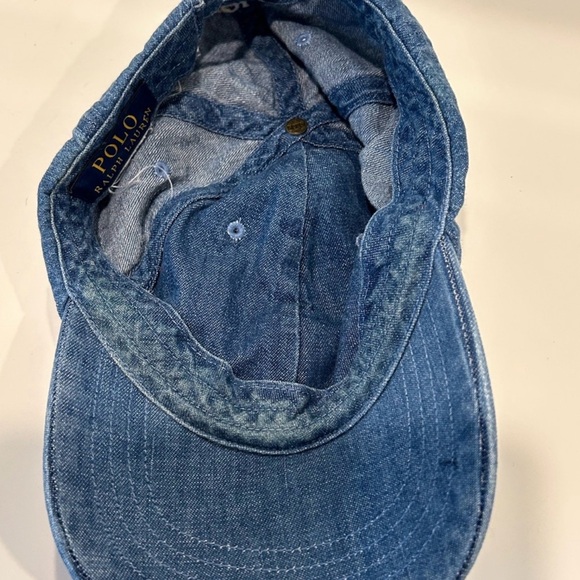 Rare Polo by Ralph Lauren Denim Indigo Blue Baseball Cap Hat Men’s & Woman’s - Picture 5 of 6